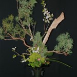  Rikka traditionnel pour l'accueil. Le pin en ikebana symbolise la longévité, le courage et la force de caractère. Harmonie et chaos : Gaya étant la déesse primordiale.