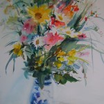 Françoise Selezneff a démarré l'aquarelle lorsque ses enfants sont nés.    Fleurs bretonnes : 56 x 76 cm .