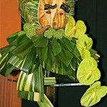 Christine Collin, buste de  feuillages avec anthuriums verts