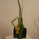 Composition de citrons, palmes et pandanus. Exposition Sogetsu 2012.