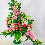 Le bouquet peut aussi être dessiné avec fleurs longues comme le muflier .
